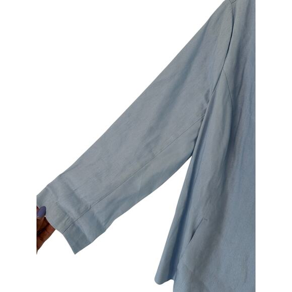 J.‎ Jill Love Linen Blue Relaxed Langenlook Coastal Grandma Linen Blazer Medium - Picture 5 of 13